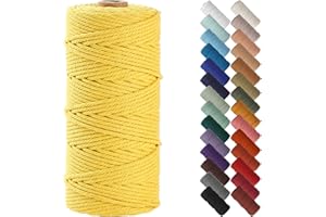 NOANTA Yellow Macrame Cord 3mm x 109yards, Colored Macrame Rope, Cotton Rope Macrame Yarn, Colorful Cotton Craft Cord for Wall Hanging, Plant Hangers, Crafts, Knitting