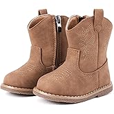 BMCiTYBM Baby Cowboy Cowgirl Boots Infant Western Boots Toddler Boys Girls Round Toe Riding Mid Calf Boots All Seasons for 6 9 12 18 24 Months