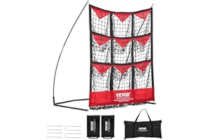 VEVOR 9 Hole Baseball Net,Softball Baseball Training Equipment for Hitting Pitching Practice, Portable Quick Assembly Trainer