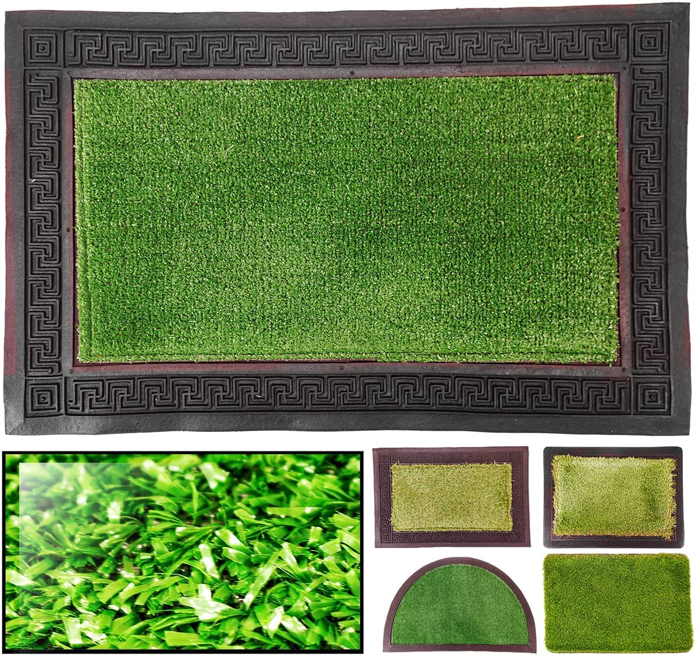 LucaHome – Home Entrance Doormat 40 x 63 cm Rubber and Artificial Grass Non-Slip Base, Doormat, Easy Cleaning, Absorbent Doormat for Outdoor and Indoor