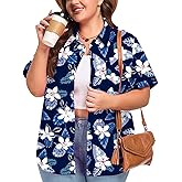 ForHailey Womens Plus Size Tops Button Down Shirts Cuffed Short Sleeve Casual Tunic Collared Summer Casual Blouse