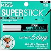 Kiss SuperStick Lash Glue for Strip Eyelashes, Black, 0.17 Oz (4.8 g), Dermatologist-Tested, Extended Wear Lash Adhesive, Easy-to-Apply Quick-Dry Brush Applicator, Waterproof on Normal Skin