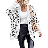 BTFBM Leopard Cardigan for Women Long Sleeve Open Front Cardigans Sweaters Pockets Loose Knit 2026 Fall Spring Outwear