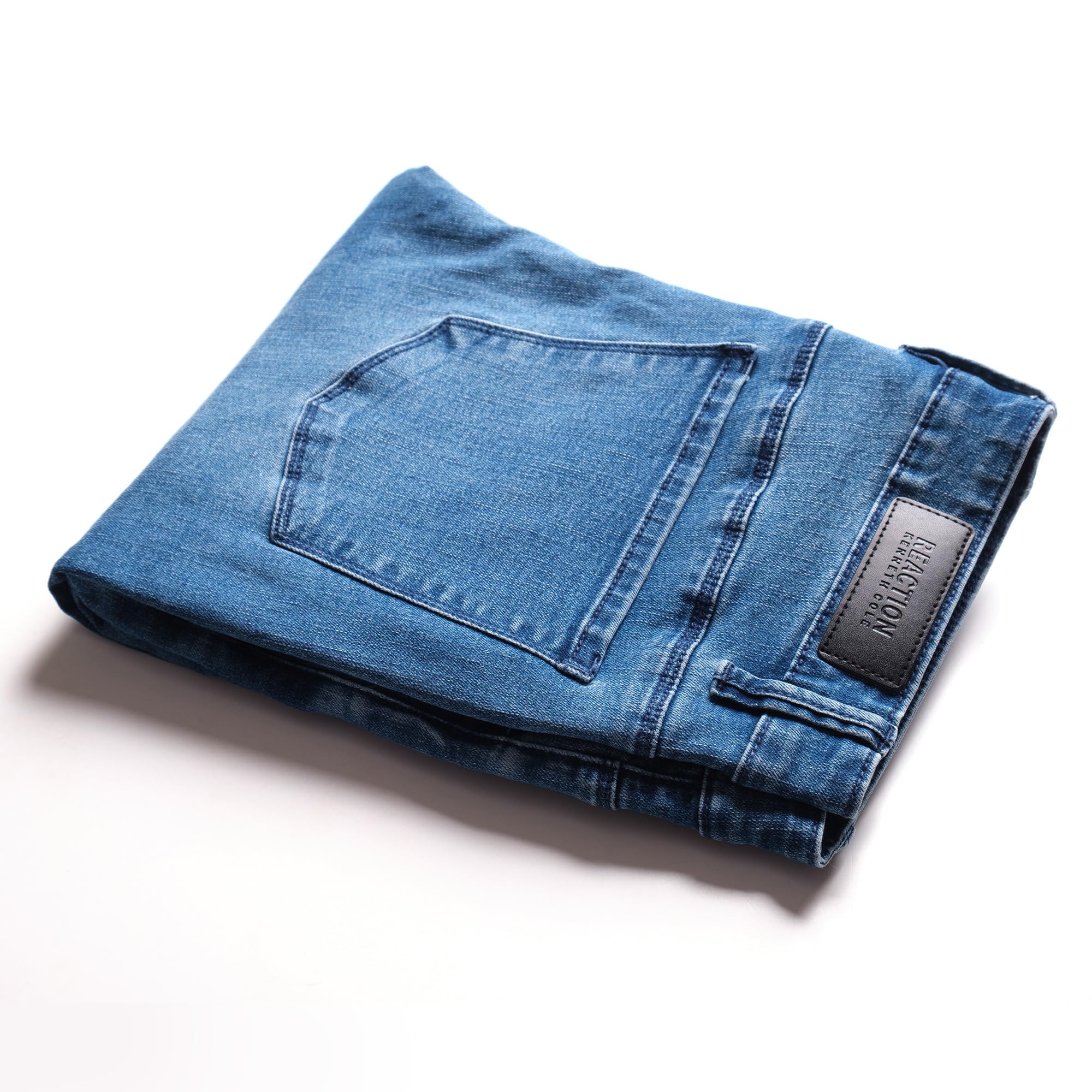 Kenneth Cole REACTION Mens Blue Jeans Slim Fit, 2-Way Stretch Slim Jeans for Men, Medium Blue Wash (Livingston, 34x30)