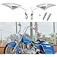 Chrome Motorcycle Blade Rear View Mirrors for Harley Cruiser Bobber Chopper (Chrome-Harley)