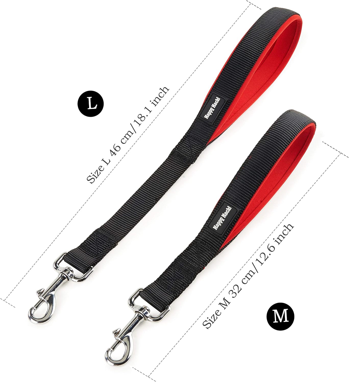 PETTOM Short Dog Lead Leash for Medium Large or Extra Large Dogs with Neoprene Padded Handle and Metal Clip (Black, L: 46 CM Length) - Image 5