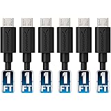 Sabrent [6-Pack 22AWG Premium 1ft Micro USB Cables High Speed USB 2.0 A Male to Micro B Sync and Charge Cables [Black] (CB-UM61)