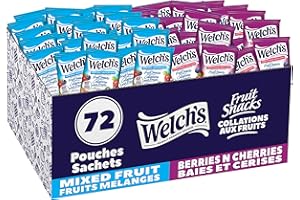 Welch's Fruit Snacks, Mixed Fruit & Berries 'N Cherries, Bulk Pack, Gluten Free, Individual Single Serve Bags, 22g (Pack of 7