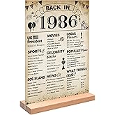 DARUNAXY 40th Birthday Party Decorations, Vintage Back in 1986 Poster Acrylic Sign with Stand 40 Year Old Party Supplies for Men& Women Vintage 1986 Table Decor 40th Anniversary Class Reunion Gifts