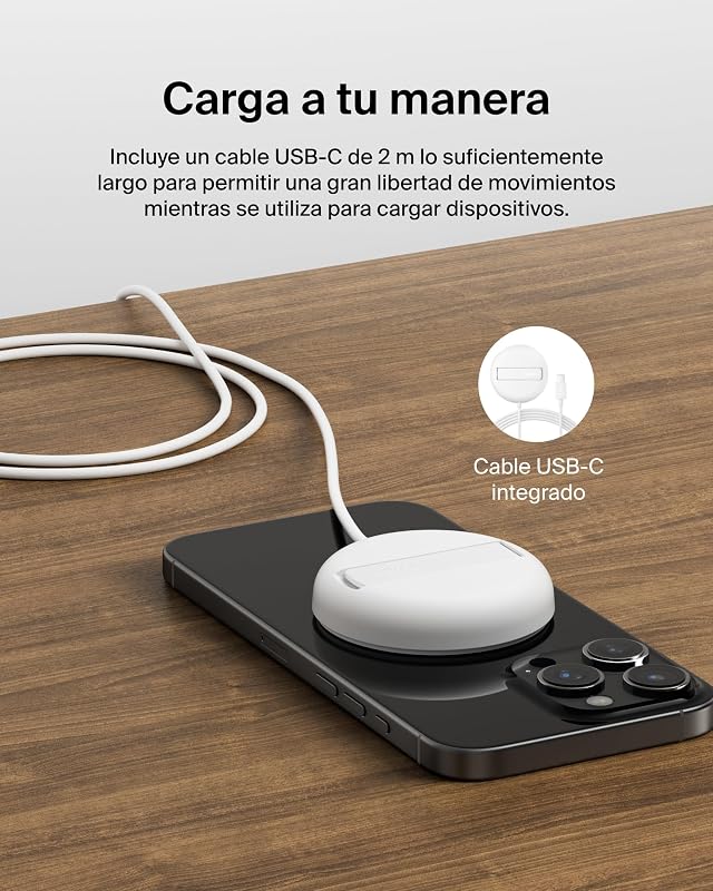 Carregador sem fio compatível com MagSafe, Base de carregamento magnética de 15W, certificação Qi2, iPhone 17, Air, Samsung Galaxy S25, Pixelsnap e AirPods - Sem fonte de alimentação - Branco