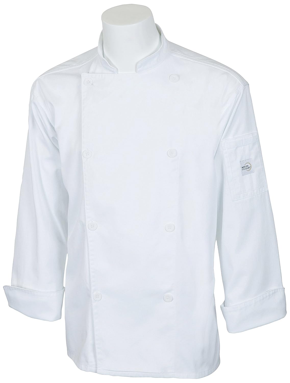Mercer Culinary Genesis® Unisex Lightweight White Customizable Short Sleeve Chef Jacket M61012WH - S