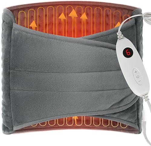 ALLJOY Heat Pads for Back Pain Relief, Wrap Around Heat pad for Period Cramps Neck Shoulder and Back, 12" x 60" Large Heating Pad, 6 Heat Levels, 90Mins Auto Off, Birthday Gifts for Women Men