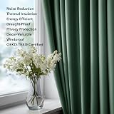 Deconovo Forest Green Blackout Curtains 2 Panels 140x175 Eyelet Thermal Ready view 8