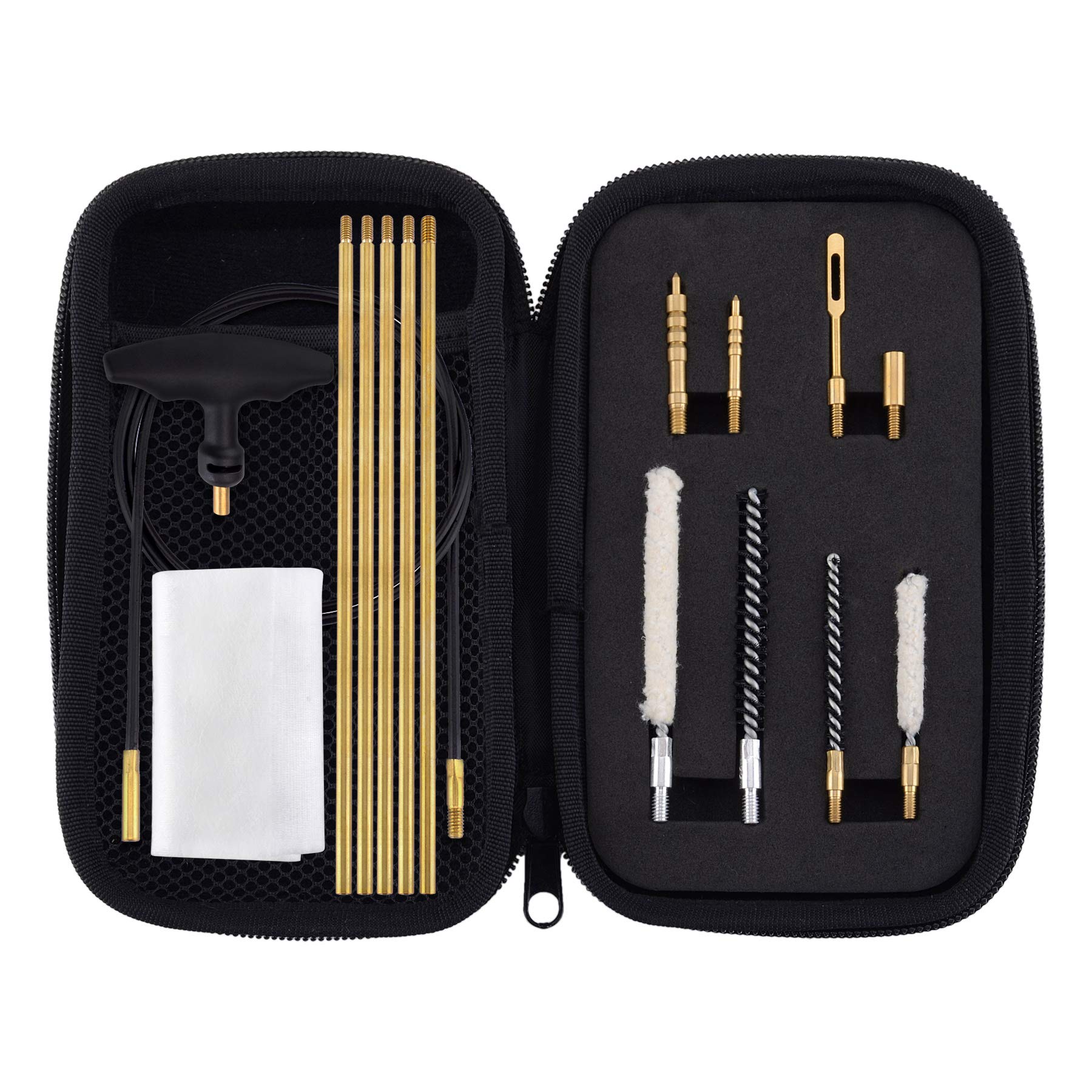 Boosteady .177 Cal & .22 Cal Airgun Cleaning Kit with Cotton Mop Brass Cleaning Rod Nylon Brushes in Zippered Organizer Compact Case