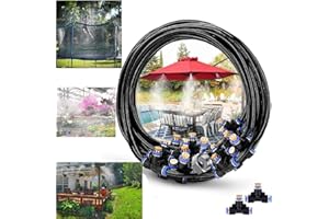 RUITN Misting Cooling System 60ft Misting Line 20 Brass Mist Nozzles Brass Adapter(3/4") Outdoor Misters for Patio Garden Greenhouse Trampoline waterpark