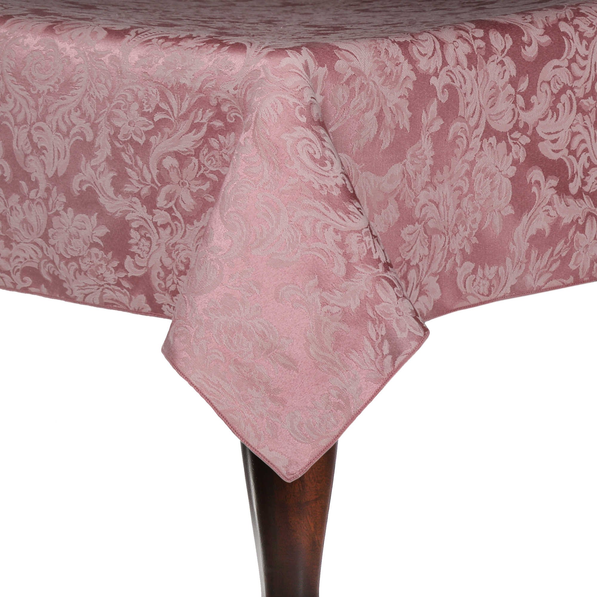 Ultimate Textile Miranda 70 x 144-Inch Rectangular Damask Tablecloth English Rose Pink
