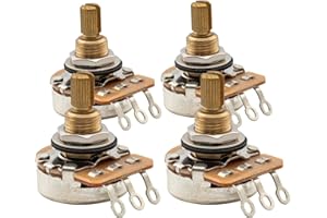 Musiclily Pro HD A500K Full Brass Inch Size Fine 24-Spline Split Shaft Pots Audio Taper Potentiometers for Electric Guitar Ba