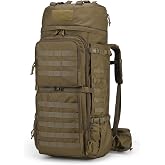 Mardingtop 75L Molle Hiking Internal Frame Backpacks | with Rain Cover for Camping,Backpacking,Travelling(Khaki)