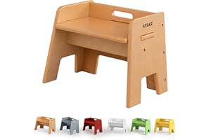 AVDAR Wooden Step Stool for Kids, 14” One Step Stool for Toddlers, Heavy Duty Non-tip Non-Slip for Bedroom/Kitchen