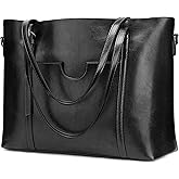 S-ZONE Women Genuine Leather Top Handle Satchel Daily Work Tote Shoulder Bag | Genuine Leather, Top Handle, Daily Work