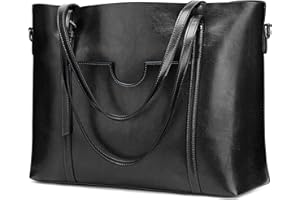 S-ZONE Women Genuine Leather Top Handle Satchel Daily Work Tote Shoulder Bag Large Capacity