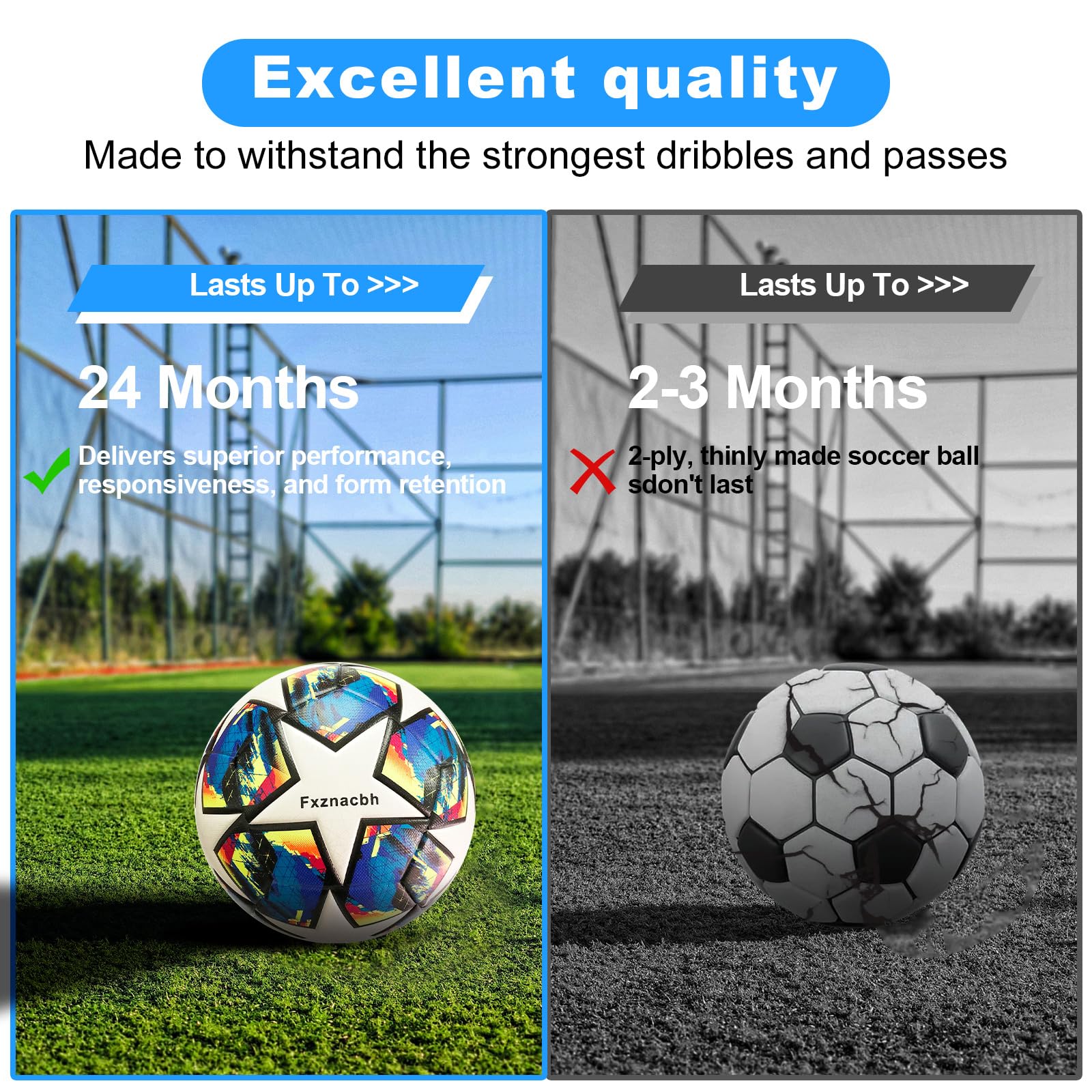 Fxznacbh Fussball Ball Fußball Fans Artikel Fussball-Liebhaber Geburtstag Geschenk Regelmäßige größe 5 Football mit Pumpe,Blau und Weiß 4