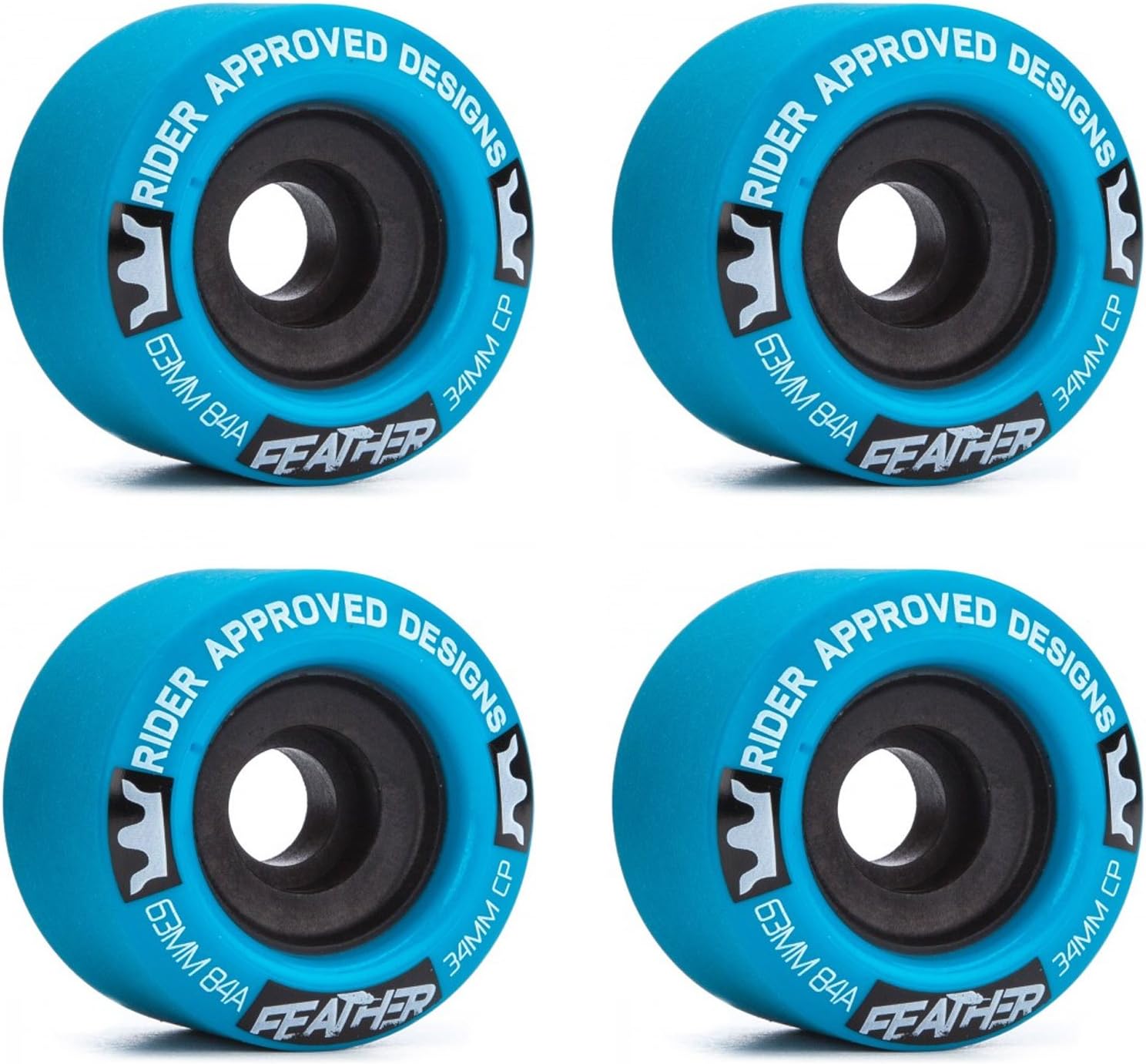 RAD Wheels Feather Blue / Black Skateboard Wheels - 63mm 84a (Set of 4)
