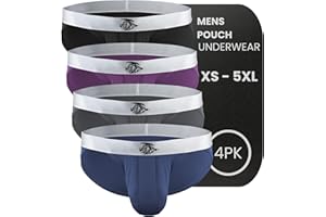 RM REAL MEN Real Men Ares-Accent Low-Rise Pouch Bikini Brief – 1, 3, 6 Pack with Size ABCD Pouch XS - 5XL