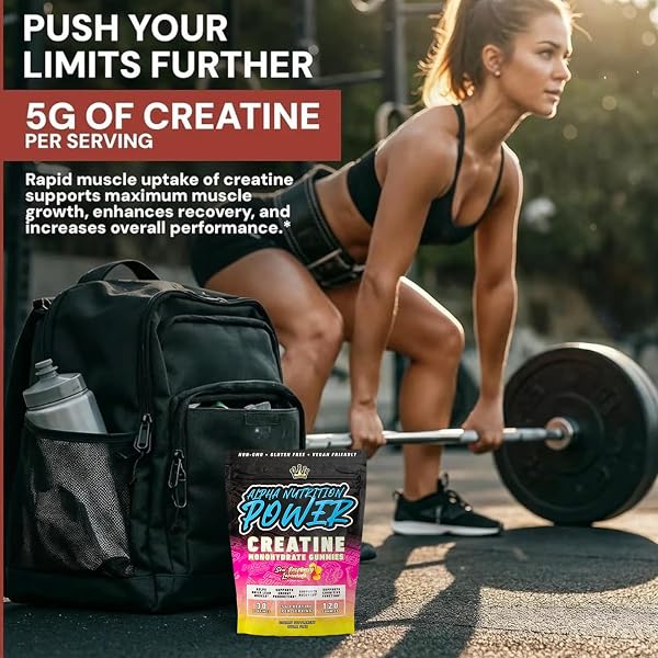 CREATINE MONOHYDRATE GUMMIES 5G – RASPBERRY LEMONADE FLAVORED CREATINE FOR WOMEN AND MEN – SUPPLEMENT FOR MUSCLE GAIN, STRENGTH, ENERGY, COGNITIVE HEALTH, PRE AND POST WORKOUT, RECOVERY, (120 GUMMIES)