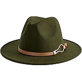 EOGIMI Fashion Women Wide Brim Fedora Floppy Panama Hat with Belt Buckle