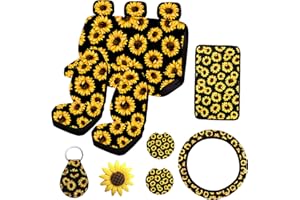 Ldntly 12PCS Sunflower Front and Rear Bench Seat Cover Full Set,Car Accessories Sunflower Gifts for Women,Steering Wheel Cover,Armrest Cover,Vent,Coaster,Universal for Auto Truck SUV