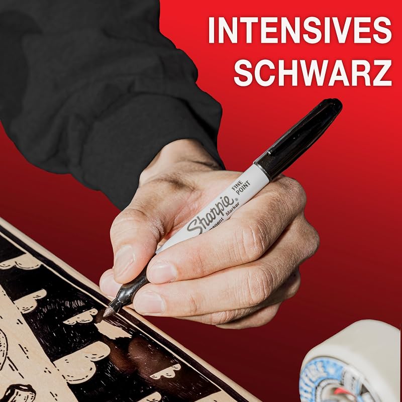 Permanent Marker | Marker Stifte mit feiner Spitze | schwarze permanente Tinte | 12 Stück Market Set