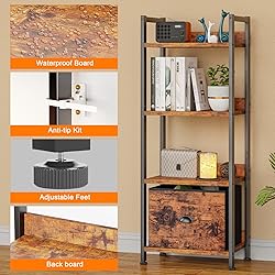 Furologee 4 Tier Bookshelf with Drawer, Tall