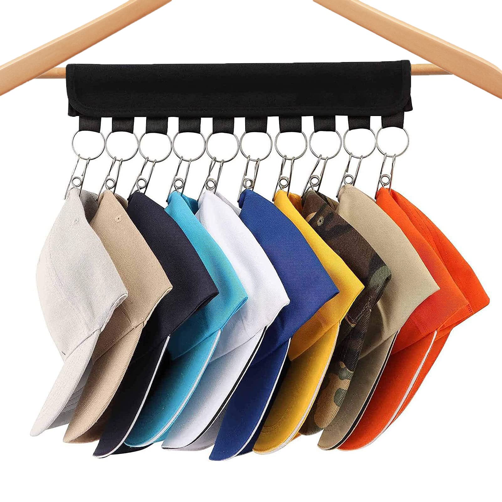 1 x Hat Organizer Hanger, Baseball Cap Holder, Clips for – Change Your Fabric Hanger in a Cap Storage, Hat Holder