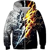 uideazone Boys Girls Zip Up Hoodies 3D Graphic Hooded Sweatshirts Hoody Coat with Pockets for Kids 6-14T