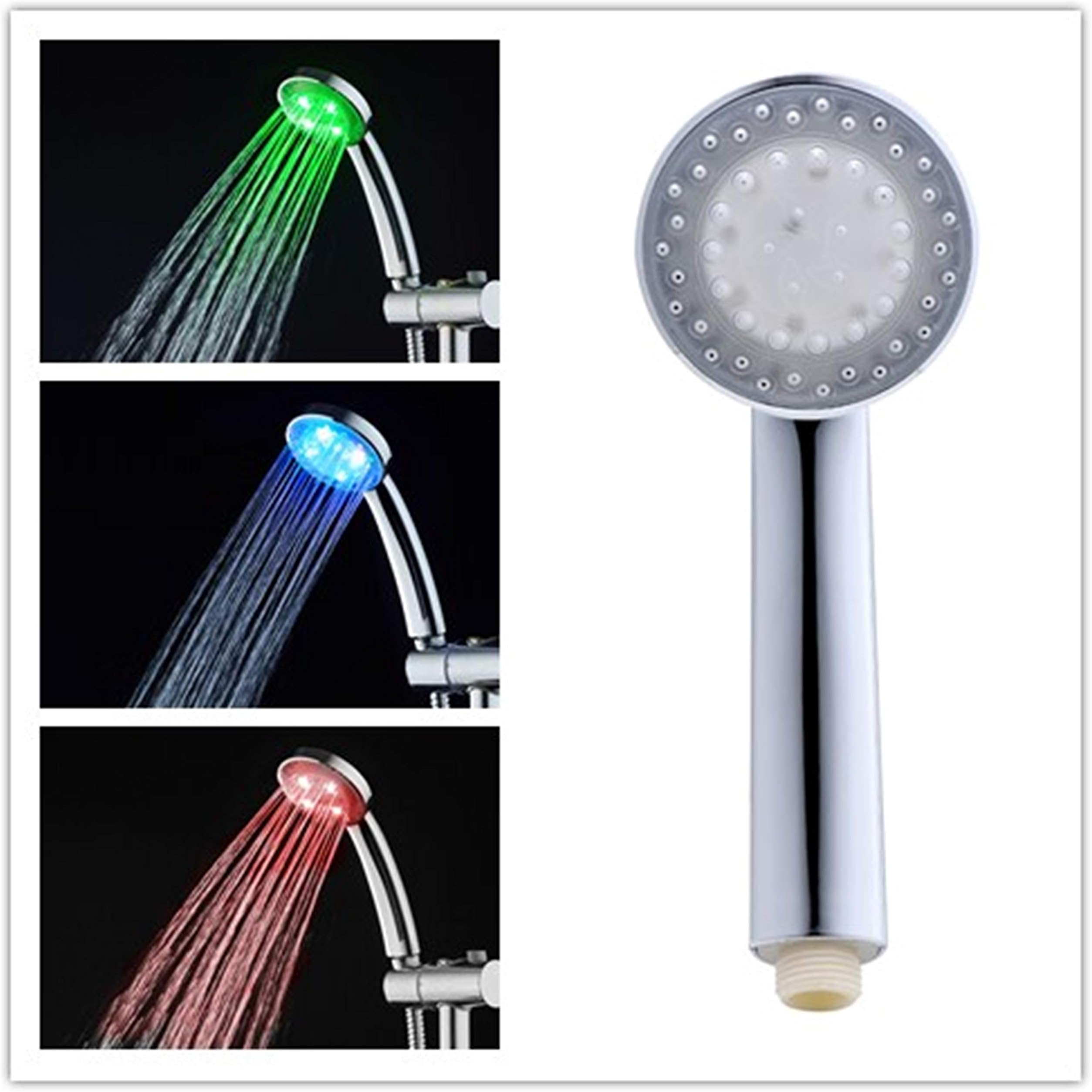 nincyee 3 Colors Changing Automatically Led Shower Header Bathroom Hand Hold Shower Head ABS Chrome Plated