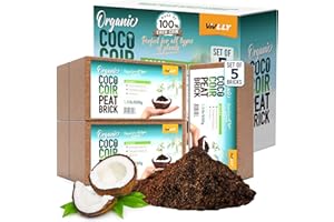 VIVLLY Coco Coir Bricks 5-Pack (650g Each) – Peat-Free Coconut Coir/Peat, Low EC & pH Balanced, High Expansion Seed Starter for Potting Mix, Hydroponics, Mushroom Substrate & Reptile Bedding