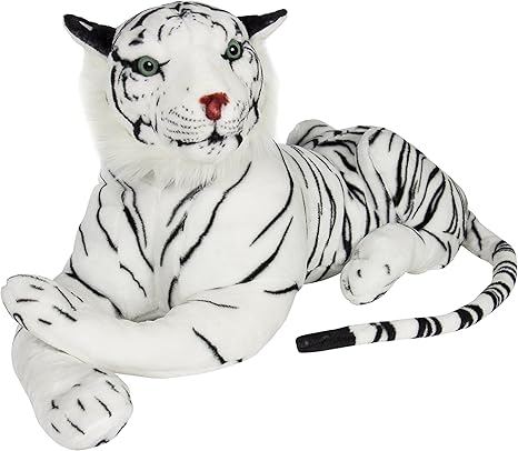 Amazon Com Mejor Eleccion Productos Animal De La Felpa Tigre Realista Big Cat Suave De Bengala De Peluche Almohada Tamano Grande Color Blanco Toys Games