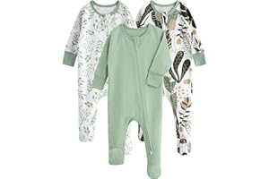 Yoofoss Baby Pajamas 100% Organic Cotton Baby Sleepers for Newborn 0-3 3-6 6-9 Months Boys Girl Clothes 3pcs Footed PJs