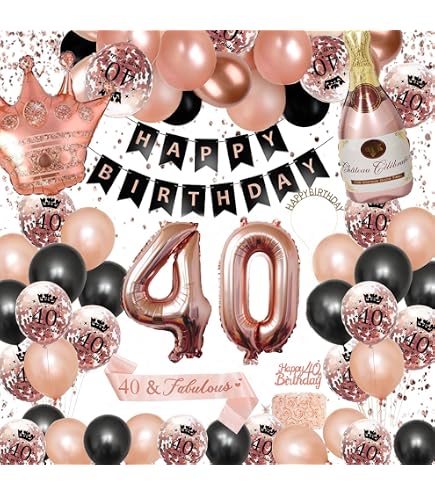 6 ballons 40 ans couleur rose gold pour décoration anniversaire adulte