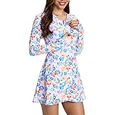 Cagola Long Sleeve Swimsuits for Women UPF 50+ Swim Dress Swimwear One Piece Bathing Suit with Skirts Rash Guard Over 50