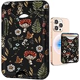 Shorogyt Compatible with Magsafe Wallet Magnetic Card Holder - Black Mogu Phone Wallets for Women Teen Girls Cute Pattern for iPhone 1716/15/14/13/12 Series Slim for Apple Mag RFID Magnet, Fit 3 Cards