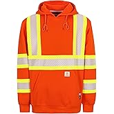 BOCOMAL FR Hoodies High Visibility Cotton Fleece Hi-vis Mid-Weight Flame Resistant Reflective Hooded Sweatshirts
