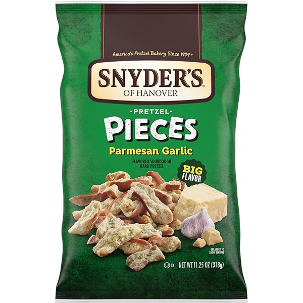 SNYDER’S OF HANOVER PARMESAN GARLIC FLAVORED PRETZEL PIECES, 11.25 OZ BAG