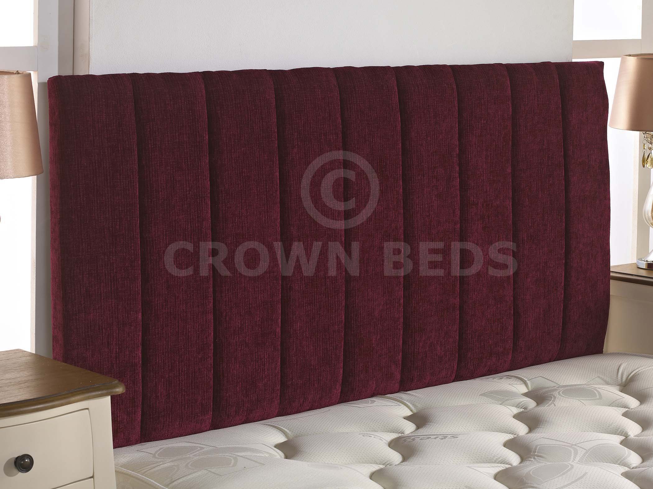 CROWNBEDSUK APOLLO CHENILLE HEADBOARD 2ft6,3ft,4ft,4ft6,5ft,6ft Maroon, 4ft6 (Double)
