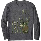 Camo American Flag Buck Hunting Gift for Elk Deer Hunter Men Long Sleeve T-Shirt