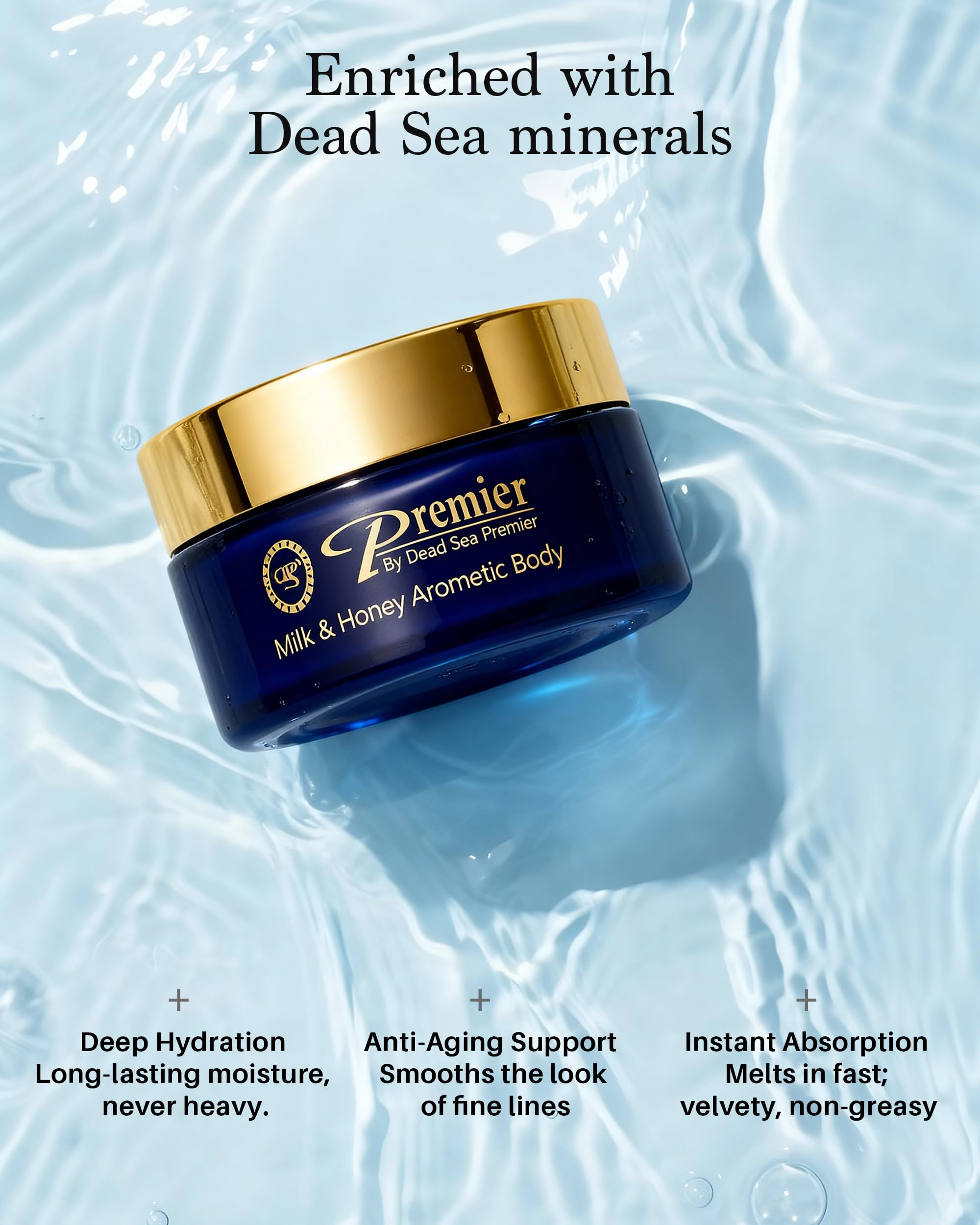 Premier Dead Sea Body Butter for Women & Men - Shea Butter Moisturizer for Dry Skin, Firming Body Cream with Dead Sea Minerals, Natural Hand Moisturizer, Anti-Aging (Milk & Honey, 5.95 Fl Oz)