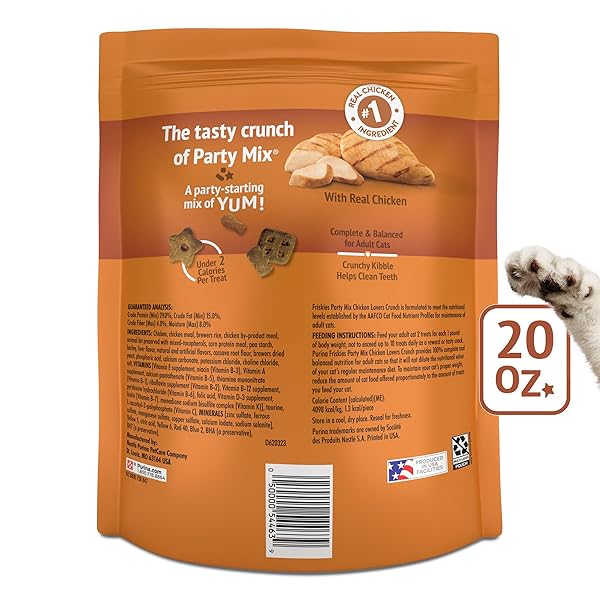 PURINA FRISKIES CAT TREATS, PARTY MIX CHICKEN LOVERS CRUNCH – 20 OZ. POUCH