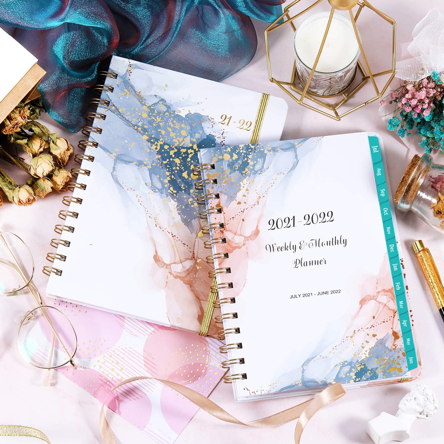 2021-2022 Planner – Academic Planner 2021-2022 from July 2021 - June 2022, Monthly planner, 6.4"x 8.5", Flexible Cover Planner with Elastic Closure, Coated Tabs, Inner Pocket : Office Products