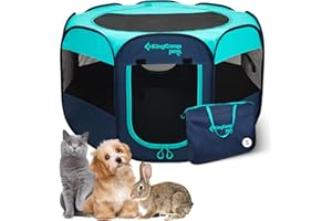 KingCamp Dog Playpen, Portable Foldable Cat Kitten Puppy Tent Crates 29"/36"/50" Pop Up Pet Playpen with Zippered Bottom & Cover for Indoor Outdoor Use (Small, Green)